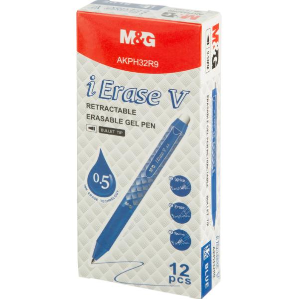Ручка гелевая стираемая M&G iErase V 0,5мм,автомат. СИНЯЯ AKPH32R9