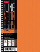 Тетрадь 96 л. кл. Пластиковая обложка на гребне ЕВРО "LINE NEON" Оранжевая  4 цв.разделителя с линей