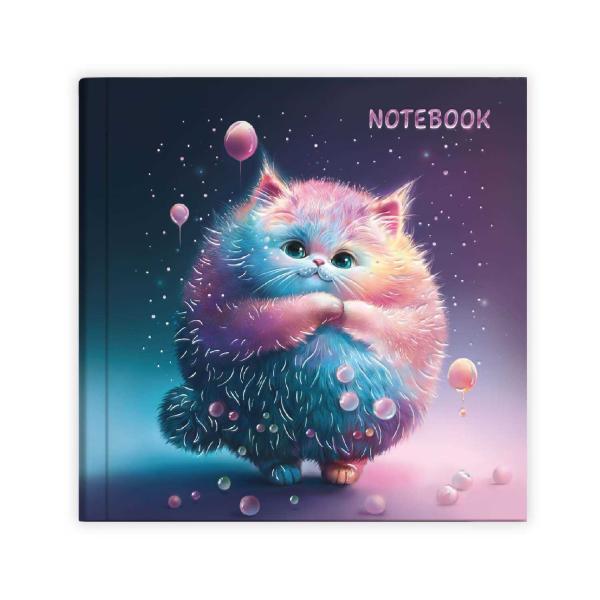 Блокнот 105*105 48 л. в точку "Notebook" "КОТ" /Блок - белый офсет 65 г/м², тв переплёт, тиснение фо