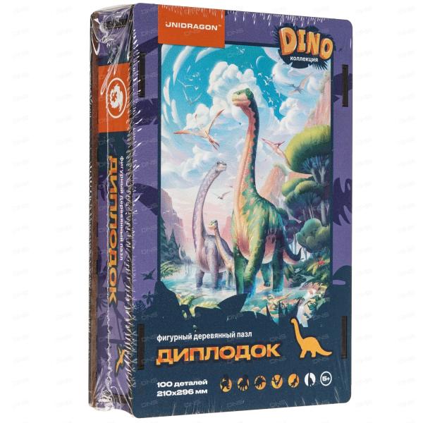 Пазл деревянный 100 эл. "Dino Диплодок" UNIDRAGON