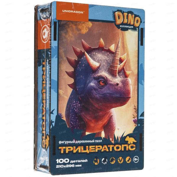 Пазл деревянный 100 эл. "Dino Трицератопс" UNIDRAGON