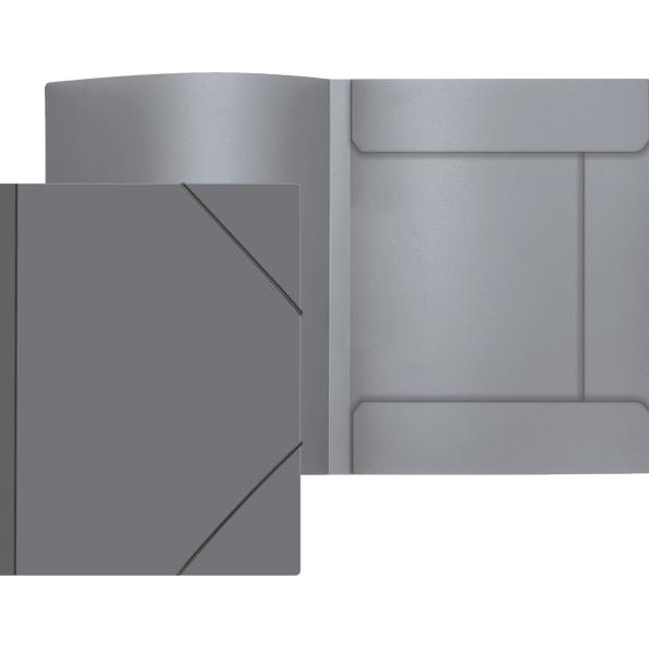 Папка на резинке А4 "Attomex" 450 мкм, фактура "песок" угловая резинка, 3 клапана, серая
