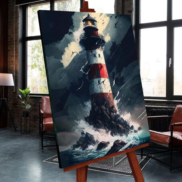 Картина по номерам 40*50 со светящейся краской "МОРСКОЙ МАЯК" (22 цвета)