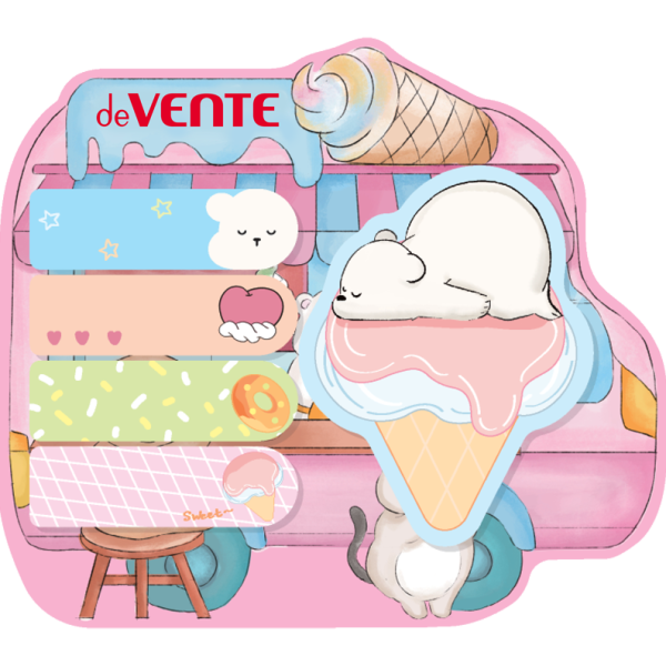 Набор бумага на л/п "deVENTE. Bear&Ice cream" 125x110 мм, размер заметок: 50x15 мм и 55x71 мм, 5x20 