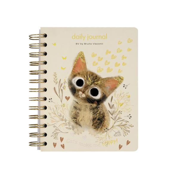 Ежедневник недат А6 136 л. НА ЗОЛОТОМ ГРЕБНЕ «CUTE DIARY» BV, "МИЛЫЙ КОТИК"