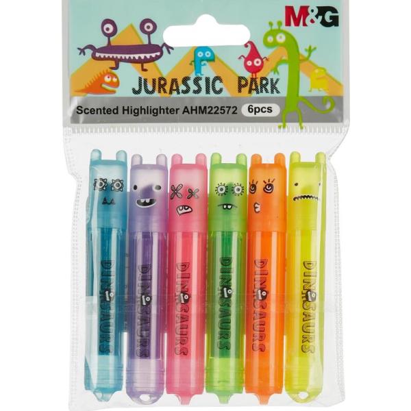 Набор маркеров текст. 6 шт. M&G JURASSIC PARK мини, 5мм, 6 цв AHM22572