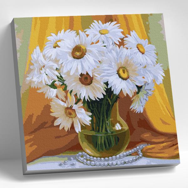 Картина по номерам 30*30 "БУКЕТ МАХРОВЫХ РОМАШЕК" (24 цвета) 1/20