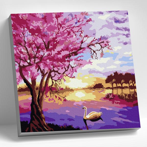 Картина по номерам 30*30 "СИРЕНЕВЫЙ ПЕЙЗАЖ" (16 цветов) 1/20
