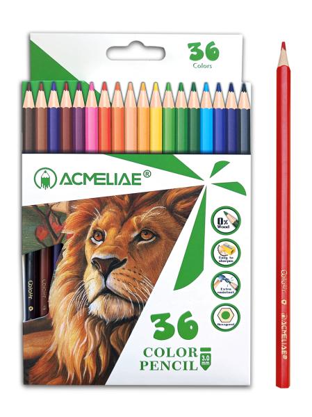 Карандаши 36 цв.  ACMELIAE пластиковые шестигранные в картонном футляре, в термоусадке