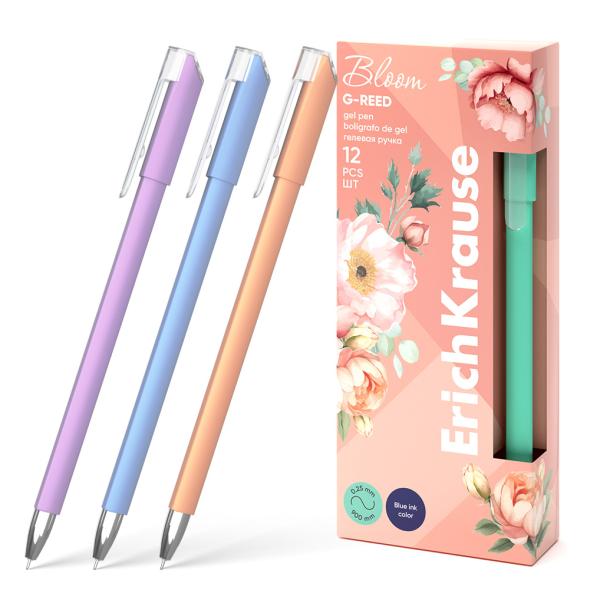 Ручка гелевая ErichKrause G-Reed Stick Pastel Bloom 0.38, цвет чернил синий (в коробке по 12 шт.)