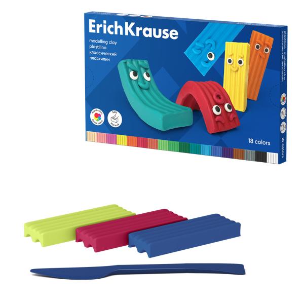 Пластилин 18 цв. ErichKrause Color Friends классический, со стеком, 270 г