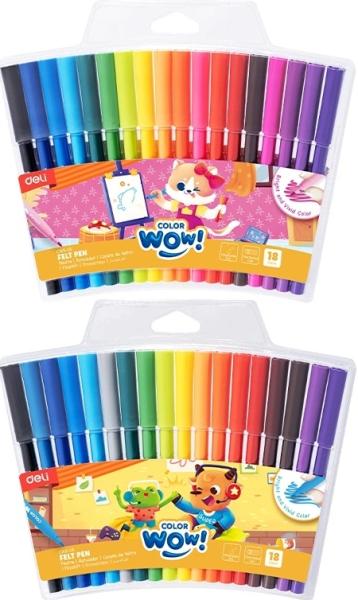 Фломастеры 18 цв. Deli Colorwow круг. пулевидный пиш. наконечник вентилир. смываемые