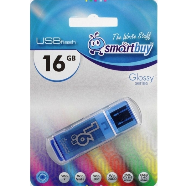 USB Флэш-драйв 16ГБ Smart Buy Glossy series Blue
