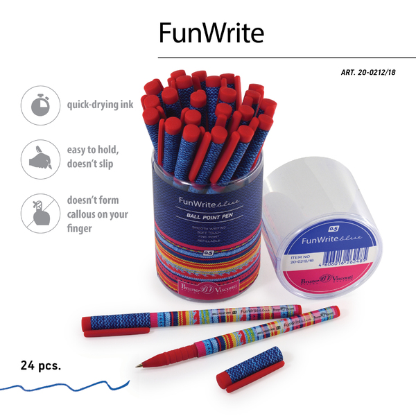 Ручка шариковая 0,5 мм "FunWrite. Модный свитер", СИНЯЯ