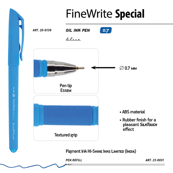 Ручка шариковая 0,7 мм "FineWrite.SPECIAL" на масляной основе, СИНЯЯ