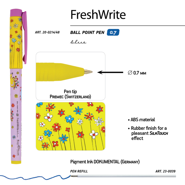 Ручка шариковая 0,7 мм "FreshWrite. Ежик" СИНЯЯ 