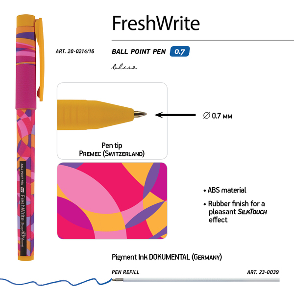 Ручка шариковая 0,7 мм "FreshWrite. Калейдоскоп" СИНЯЯ