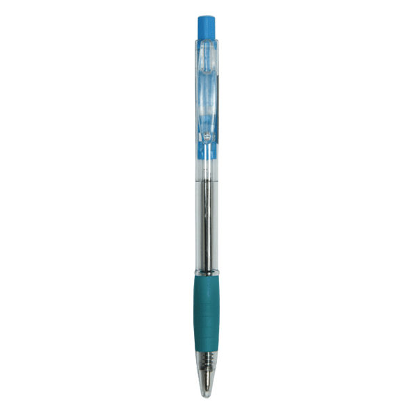 Ручка шариковая автомат. 0,7 мм "deVENTE. Flash" прозрач. корпус с каучуковым держателем, СИНЯЯ