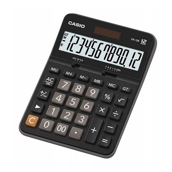 Калькулятор 12 разр., Casio 2-е питание, 2 память, черно/корич. 126*175*34,5